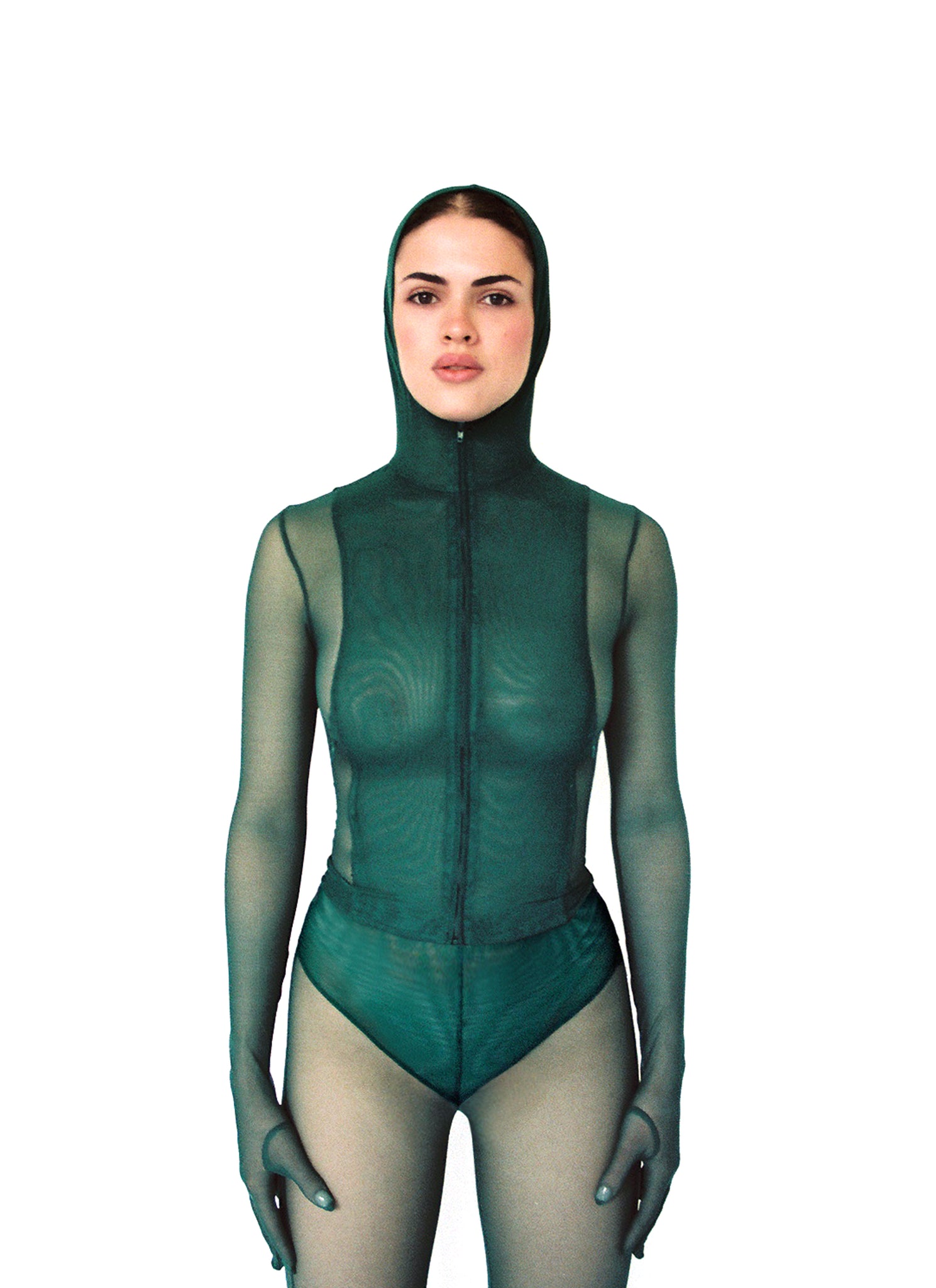 Hunter Green Hooded Mesh Jacket